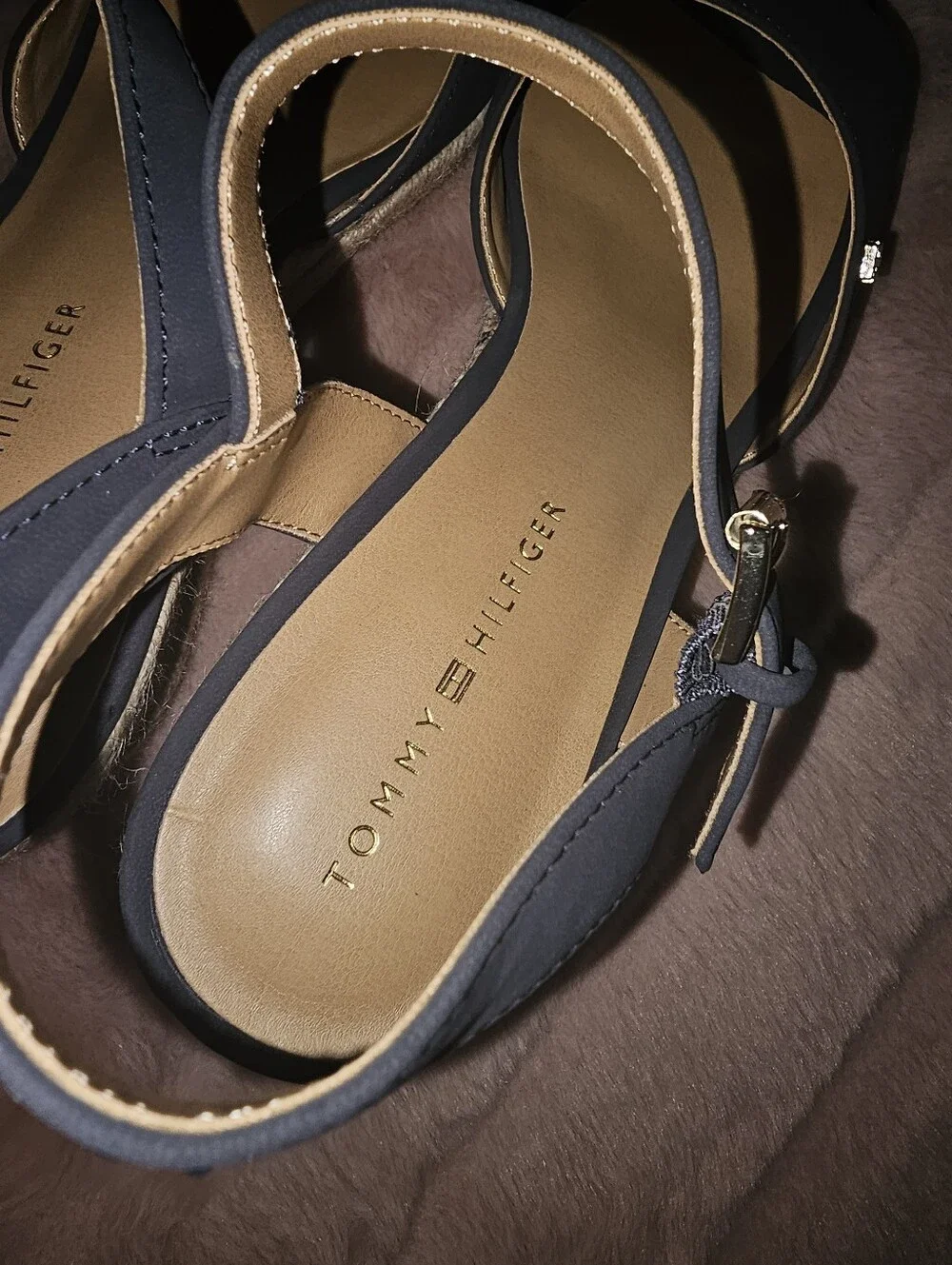 NWOT TOMMY HILFIGER Navy Gallie Ankle Strap Espadrille Wedge - Size 9.5